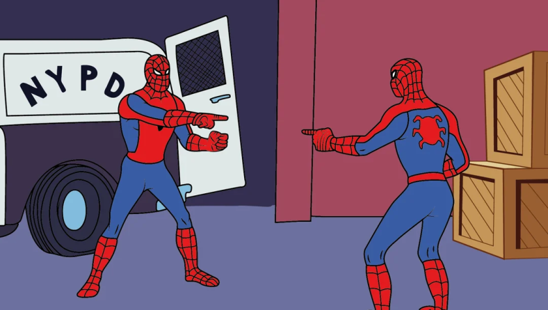 Spiderman wskazujący na Spider-Mana