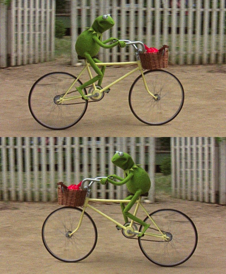 Kermit Żaba tam i z powrotem na rowerze - czysty szablon