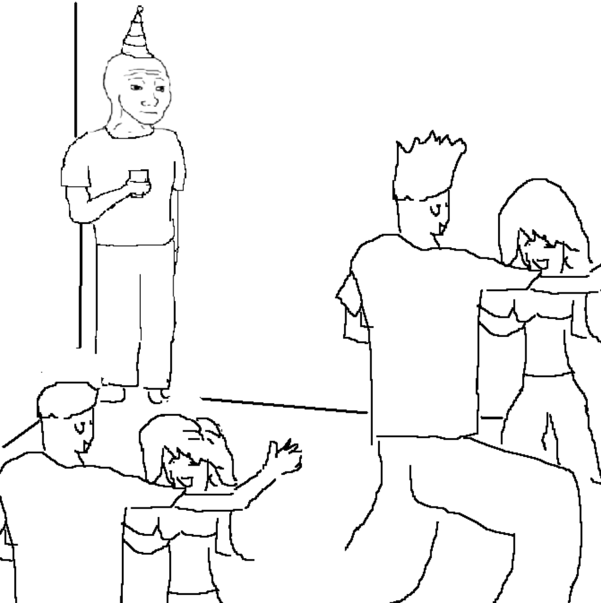 Introwertyk – wojak party meme – czysty szablon