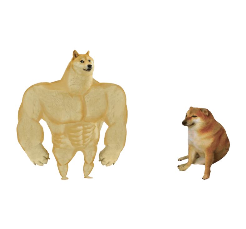 Swole Doge vs. Cheems - meme template